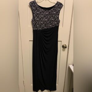 Connected Apparel black & white sleeveless long dress beautiful floral detail